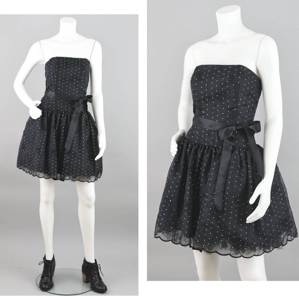 Vintage Jessica McClintock Gunne Sax Black Prom Dress, Juniors Size 3